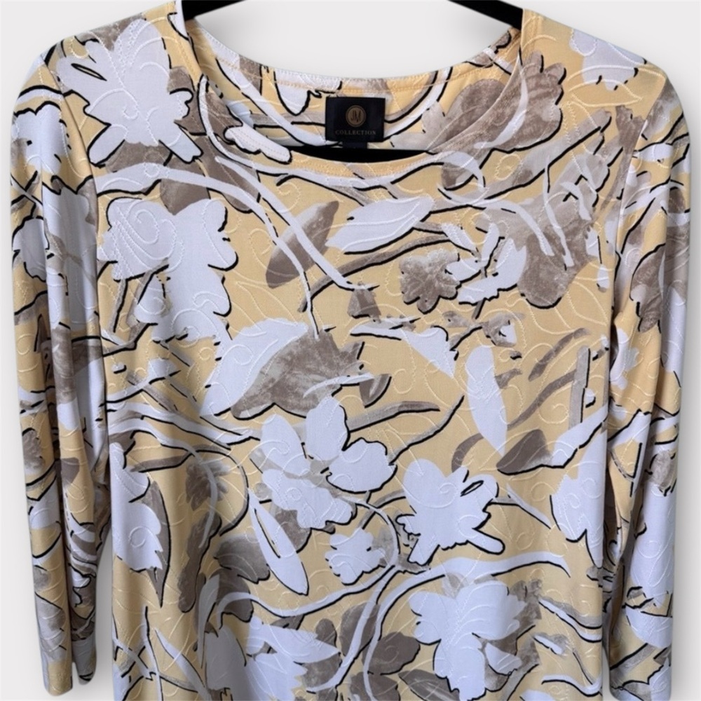 JM Collection Women’s Blouse Floral Yellow and White - Picture 4 of 13